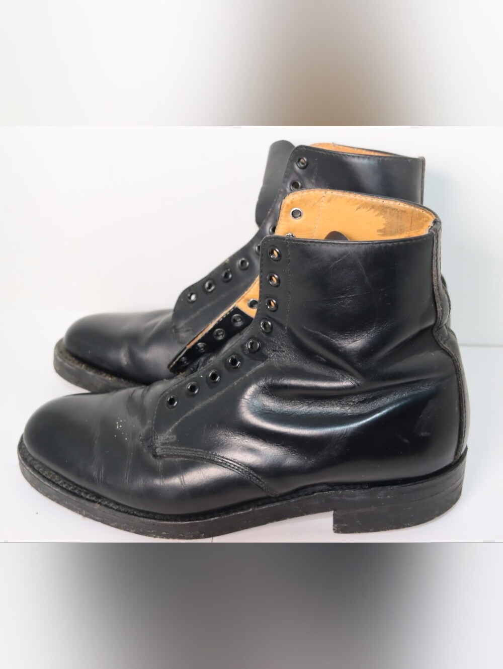 Vintage Men's Black Leather Lace-Up Work Boot Made In Canada 8 1/2
